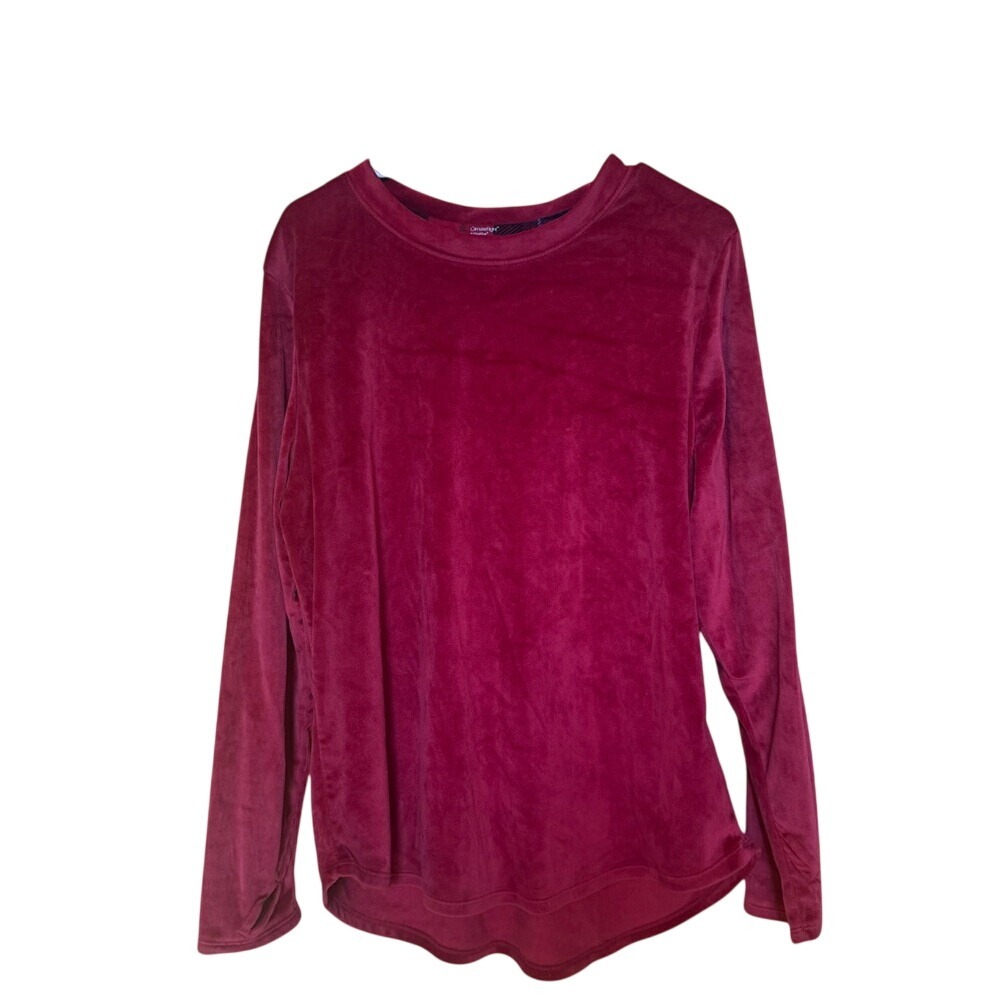 Elegant Velvet Long Sleeve Top Deep Red Women's XXL Holidays Party Sophisticated